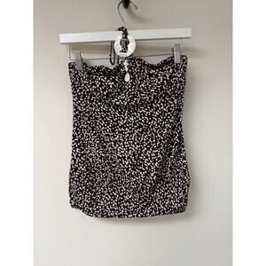 Speechless Brown White Polka Dot Tube Type Neck Tie Top Size Medium
